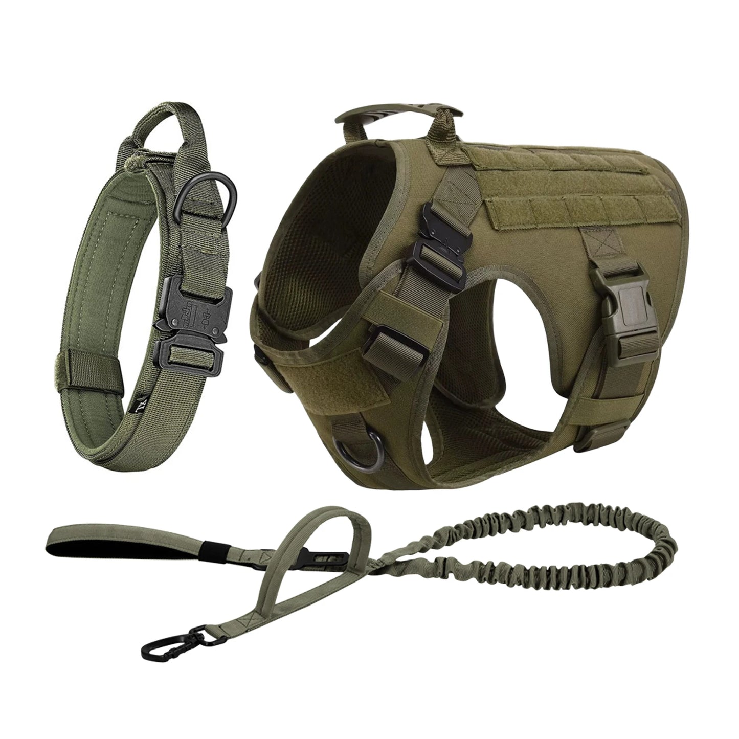 Tactical Dog Harness Vest Molle Pouches Nylon