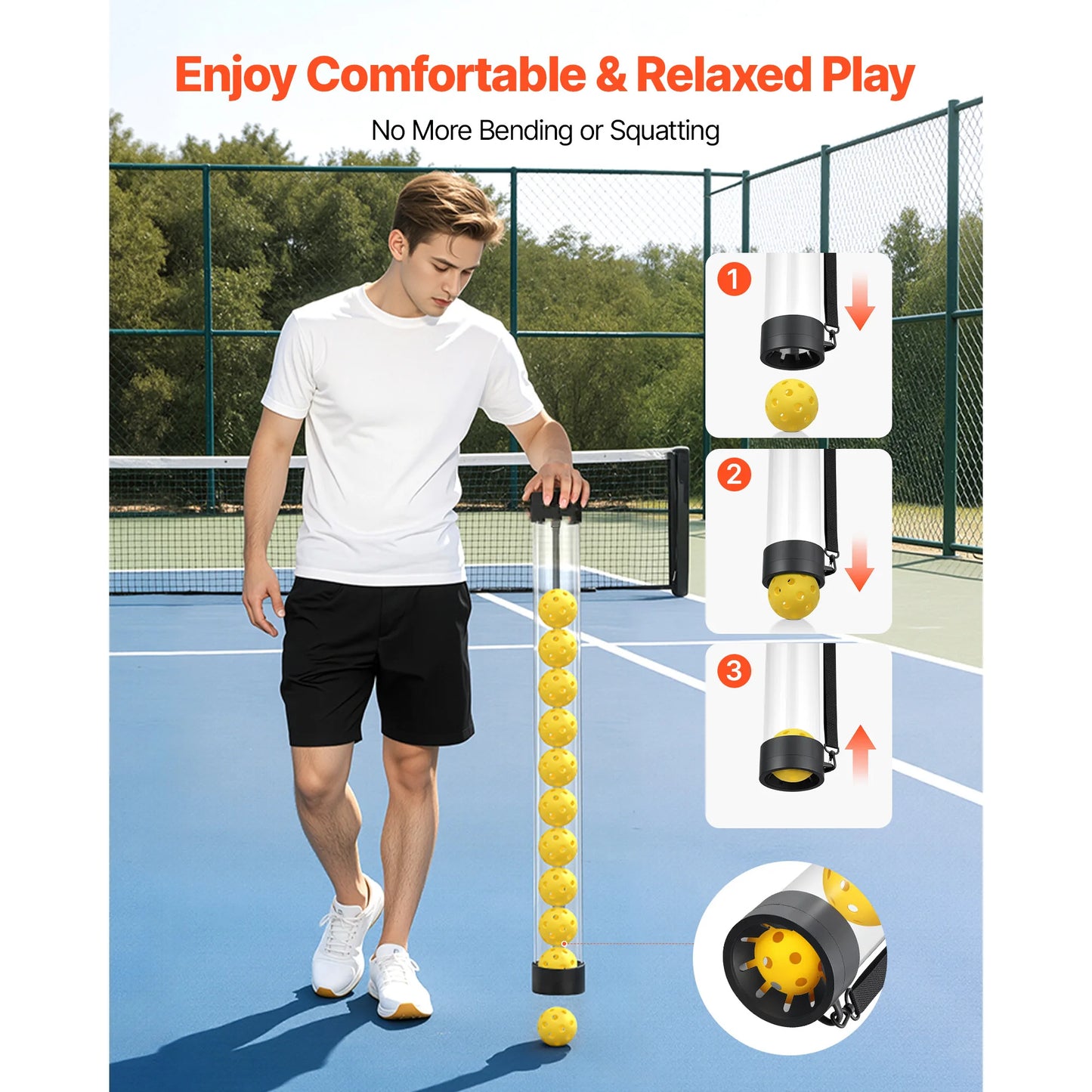 SucceBuy Foldable Tennis And Pickleball Hopper With Wheels