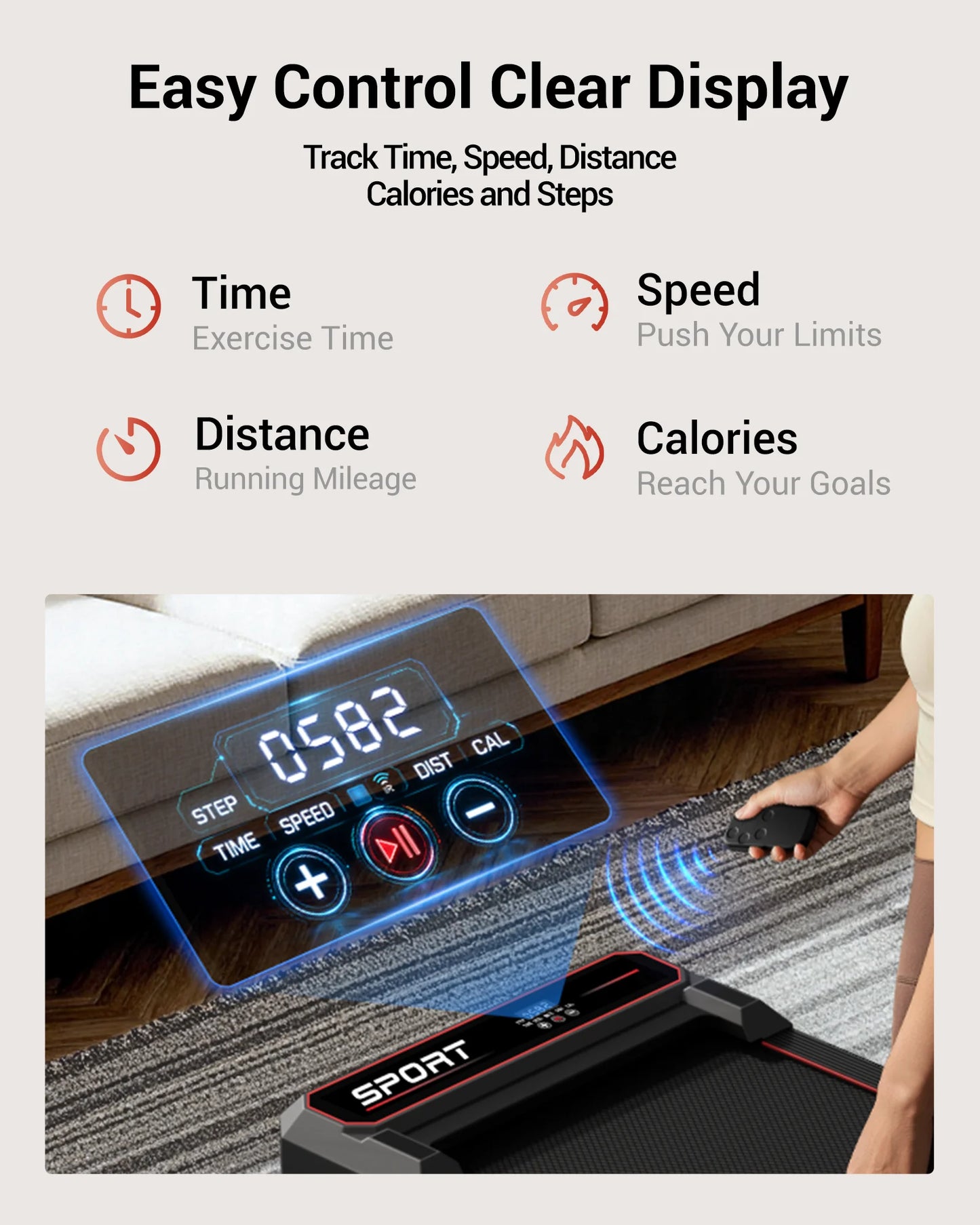 UMAY Under Desk Foldable Walking Pad Treadmill For Home Office