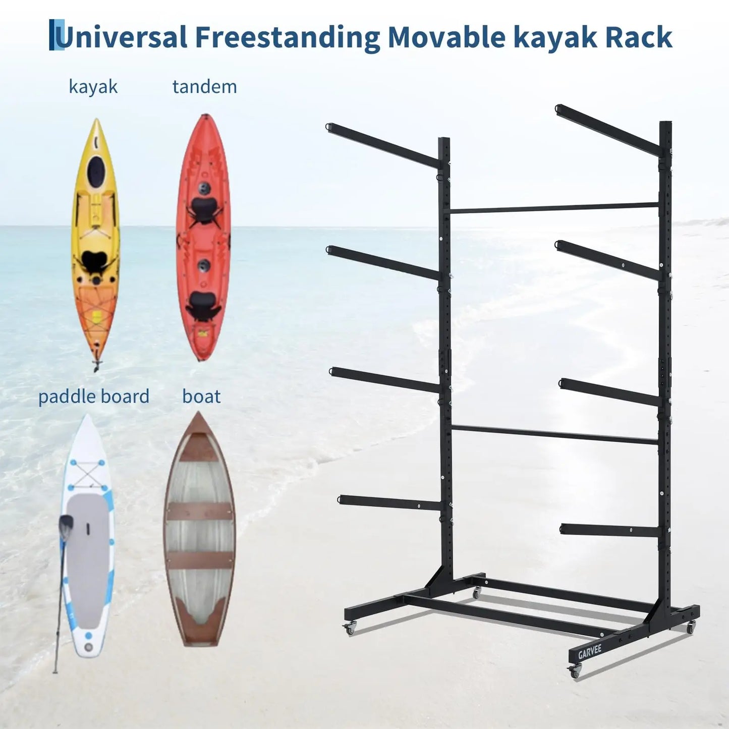 Freestanding Kayak Storage Rack With Wheels