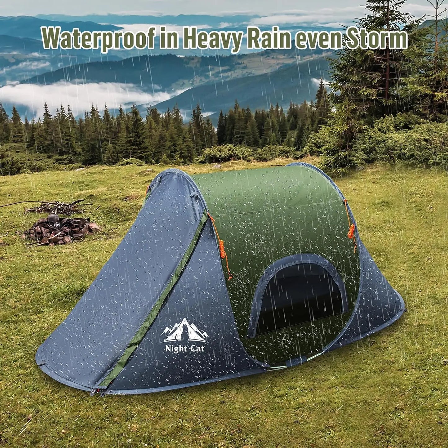 YTYIN Pop Up Camping Tent Waterproof Instant Setup Outdoor