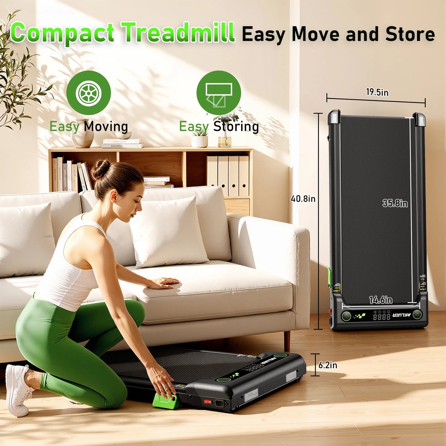 AKLUER Walking Pad Under Desk Treadmill With Incline