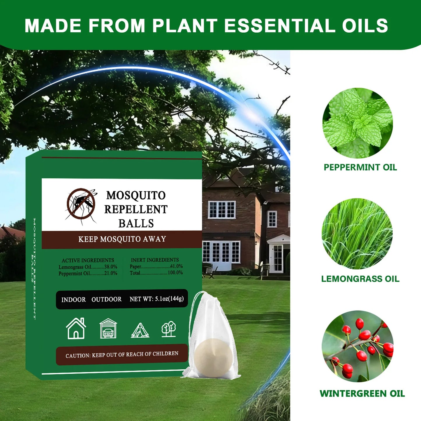 Natural Mosquito Repellent Balls 20 Pcs for Outdoor Use