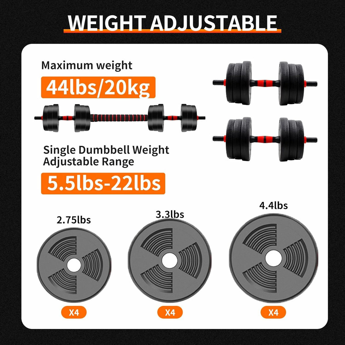 Adjustable Dumbbell And Barbell Set With Antislip Grip