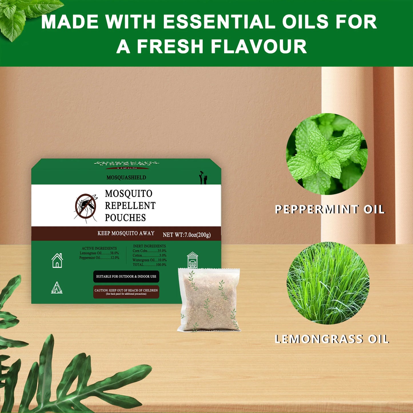 Mosquito Repellent Pouches With Peppermint Scent For Indoor Outdoor