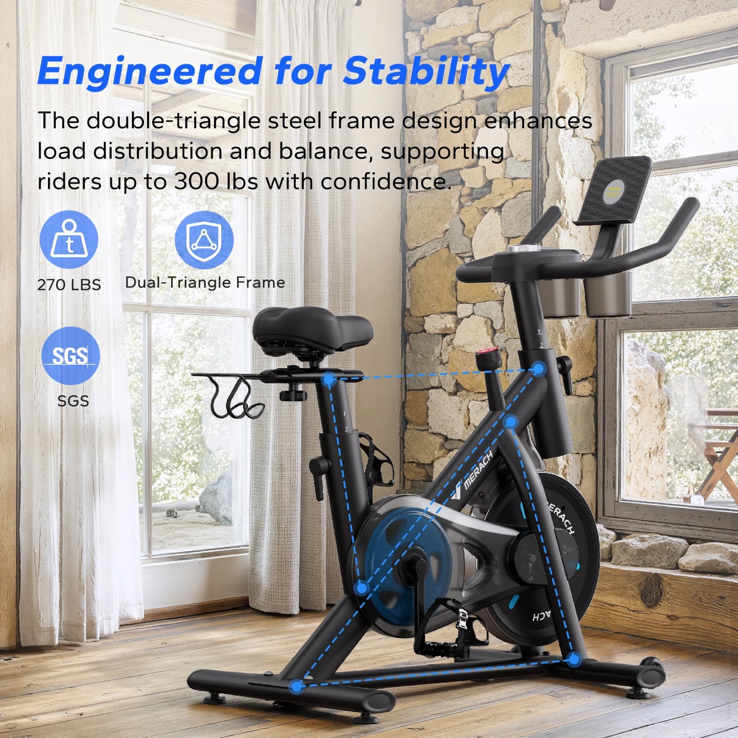 MERACH Magnetic Stationary Bike With App Connectivity And Courses