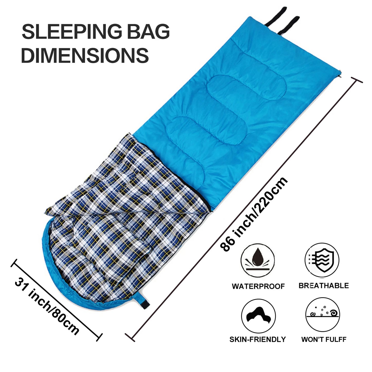 Desert&Fox Winter Soft Flannel Sleeping Bag With Pillow For Camping
