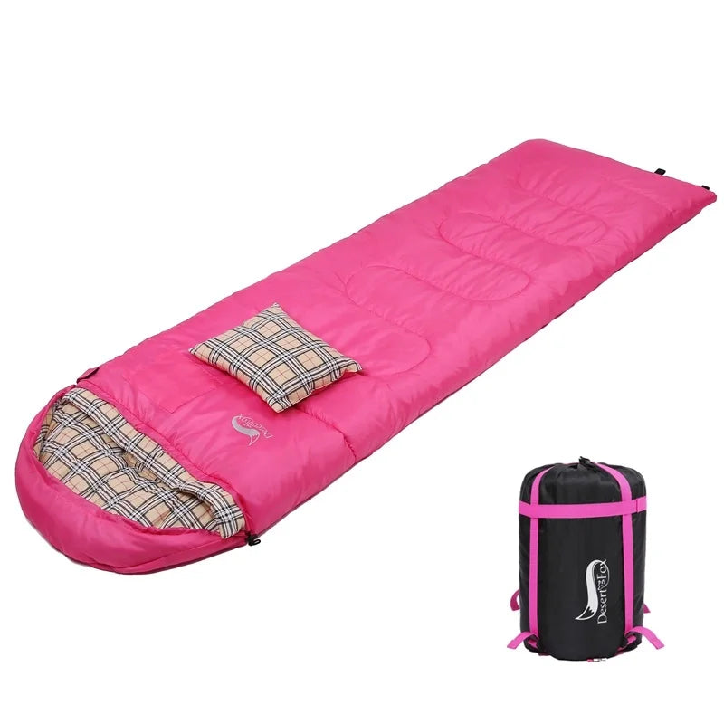 Desert&Fox Winter Soft Flannel Sleeping Bag With Pillow For Camping