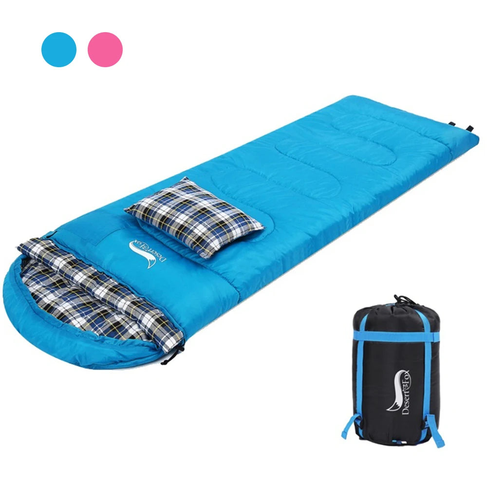 Desert&Fox Winter Soft Flannel Sleeping Bag With Pillow For Camping