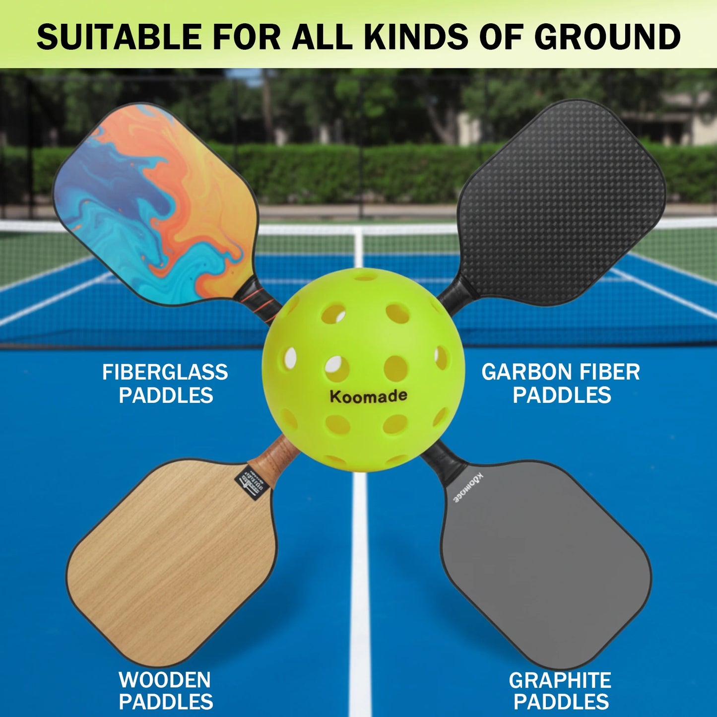 KOOMADE 40-Hole Outdoor Pickleballs USAPA Standard All Weather Pack