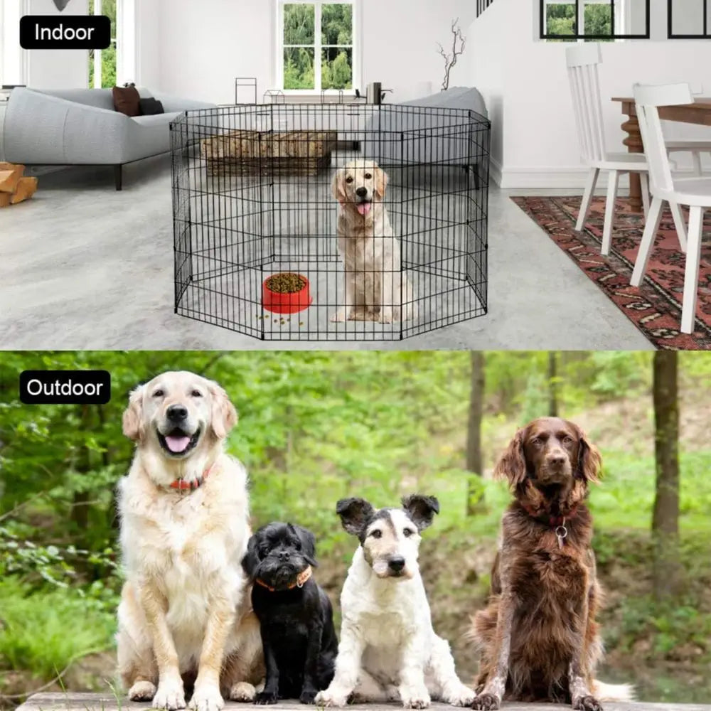 Portable Metal Dog Exercise Playpen With Access Door