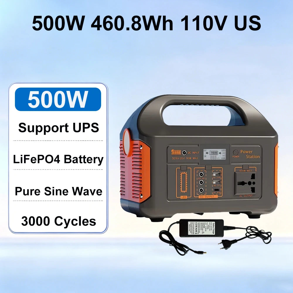 GaiaRay 500W Portable Power Station With 460.8Wh LiFePO4 Battery