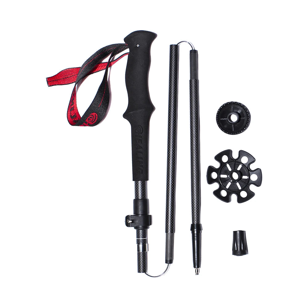 OKHEALING Ultralight Carbon Fiber Trekking Poles Folding Telescopic