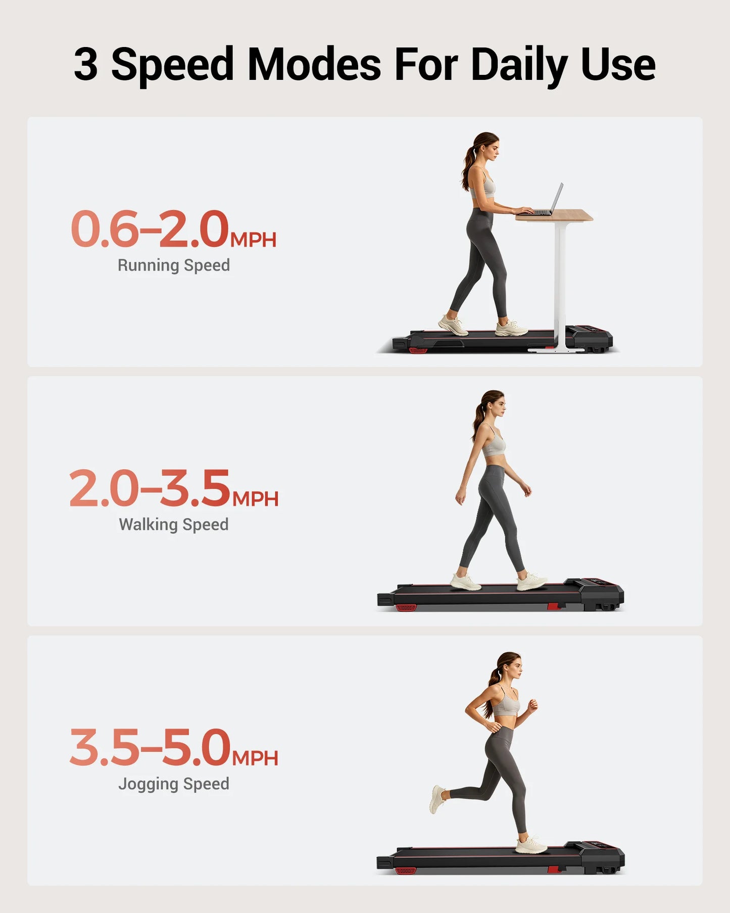 UMAY Under Desk Foldable Walking Pad Treadmill For Home Office