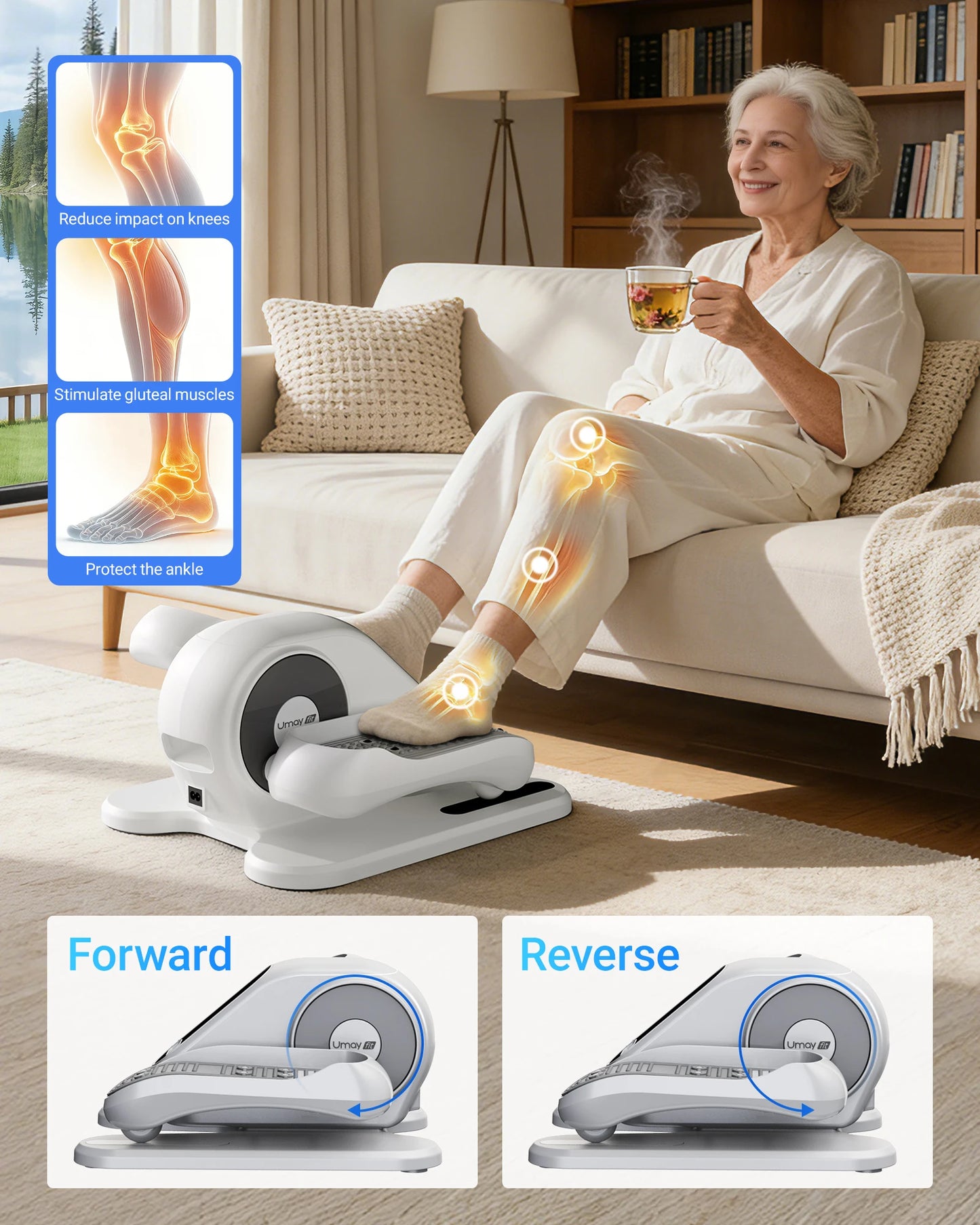 UMAY Under Desk Elliptical Machine 12 Speed With Remote Control