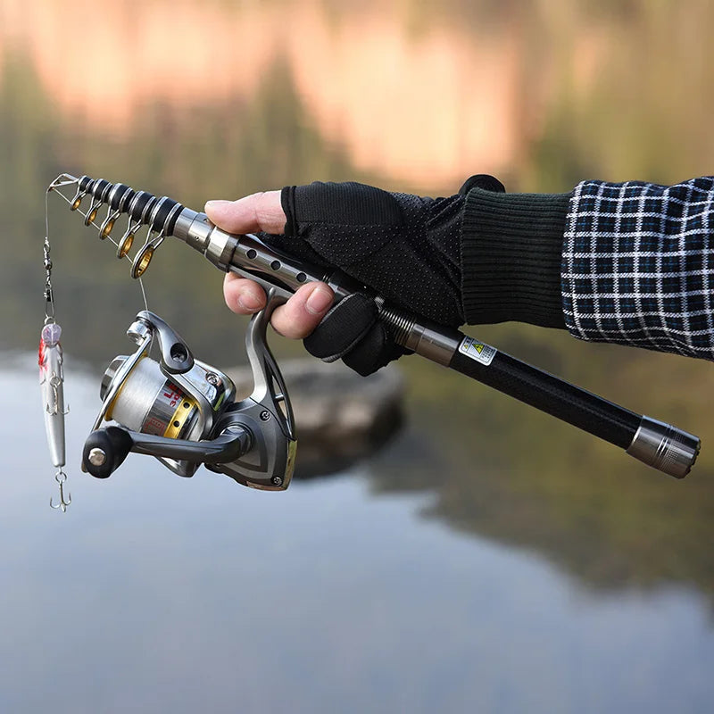 Carbon Fiber Telescopic Fishing Rod And Reel Combo