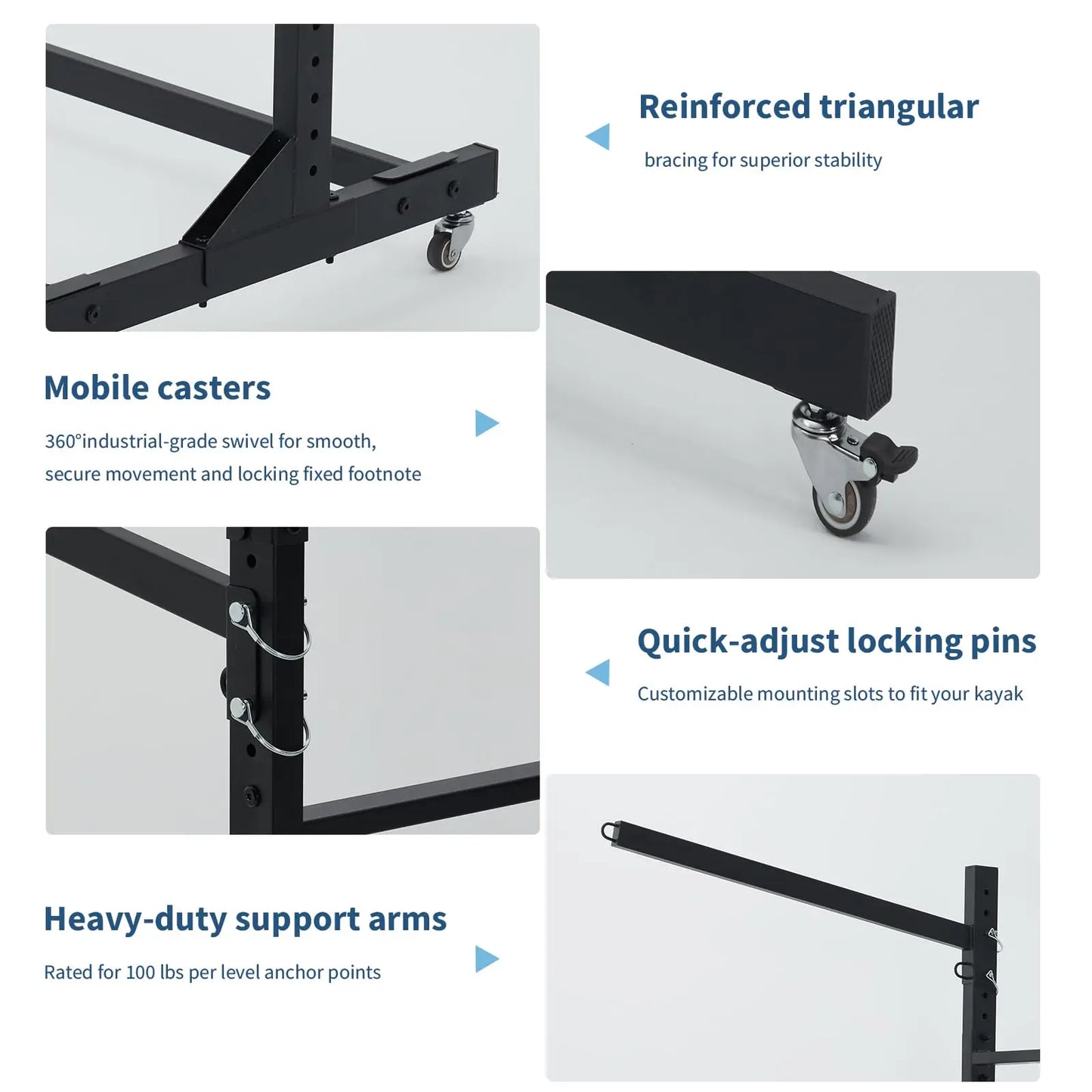 Freestanding Kayak Storage Rack With Wheels