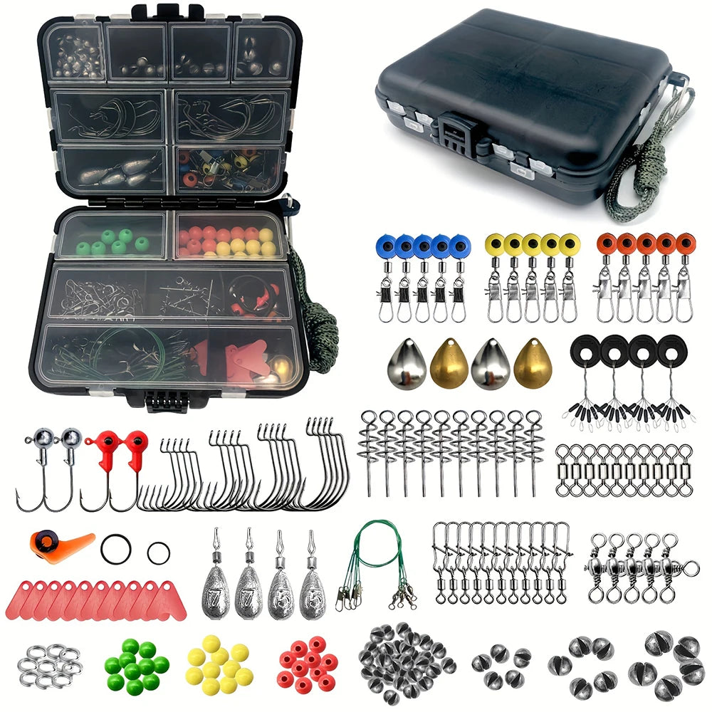 187 Piece Fishing Gear Kit With Tackle Box And Hooks
