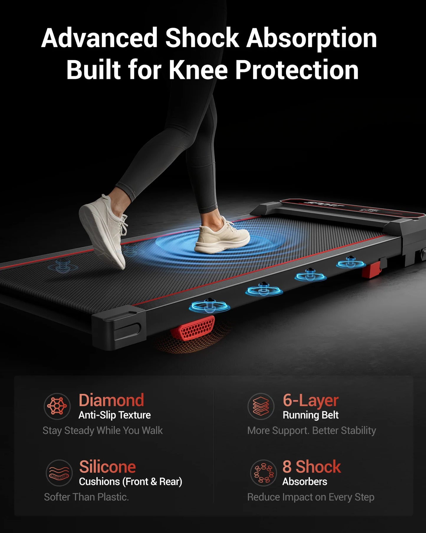 UMAY Under Desk Foldable Walking Pad Treadmill For Home Office