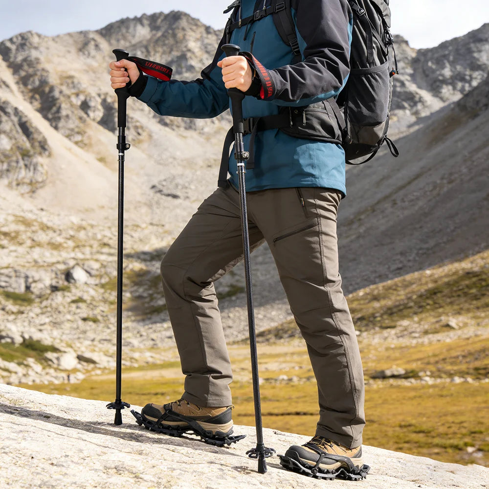 OKHEALING Ultralight Carbon Fiber Trekking Poles Folding Telescopic