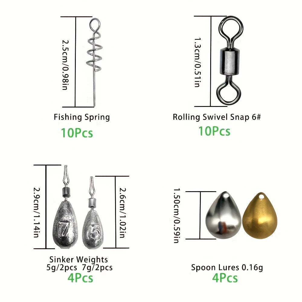 187 Piece Fishing Gear Kit With Tackle Box And Hooks