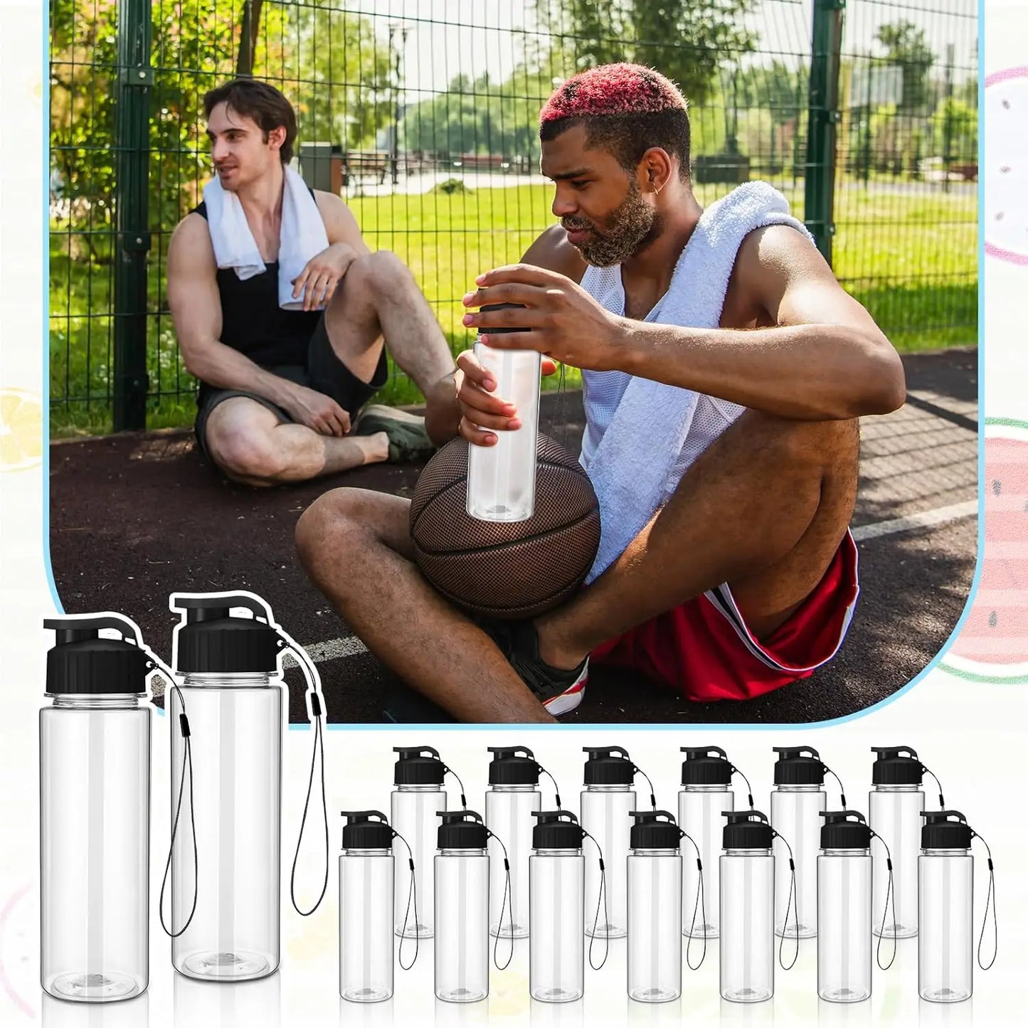 YTYIN 50 Pack Plastic Water Bottles Leak Proof
