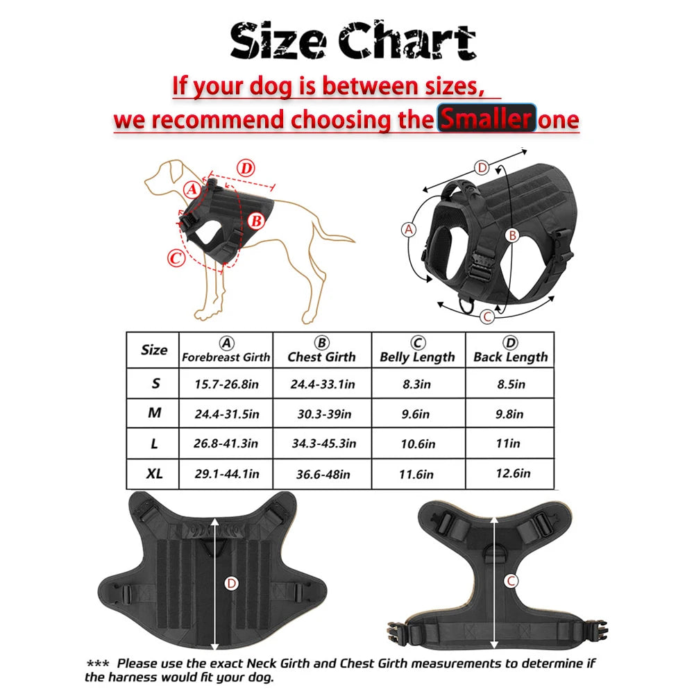 Tactical Dog Harness Vest Molle Pouches Nylon