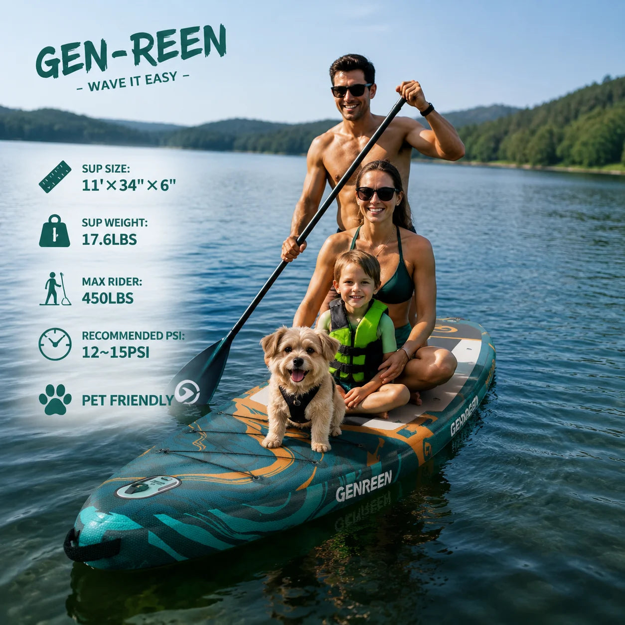 Quashley Inflatable Stand Up Paddleboard Ultra Stable With Three Fins