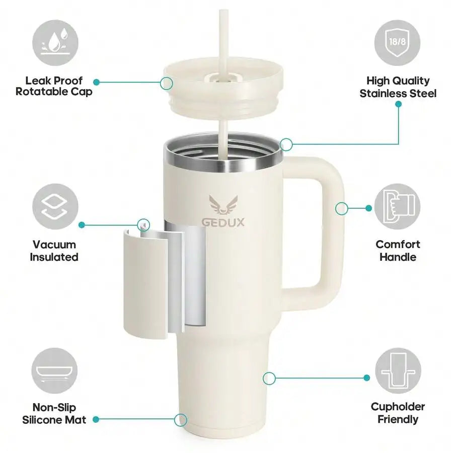 Stainless Steel Water Bottle 2 In 1 Leak Proof Lid