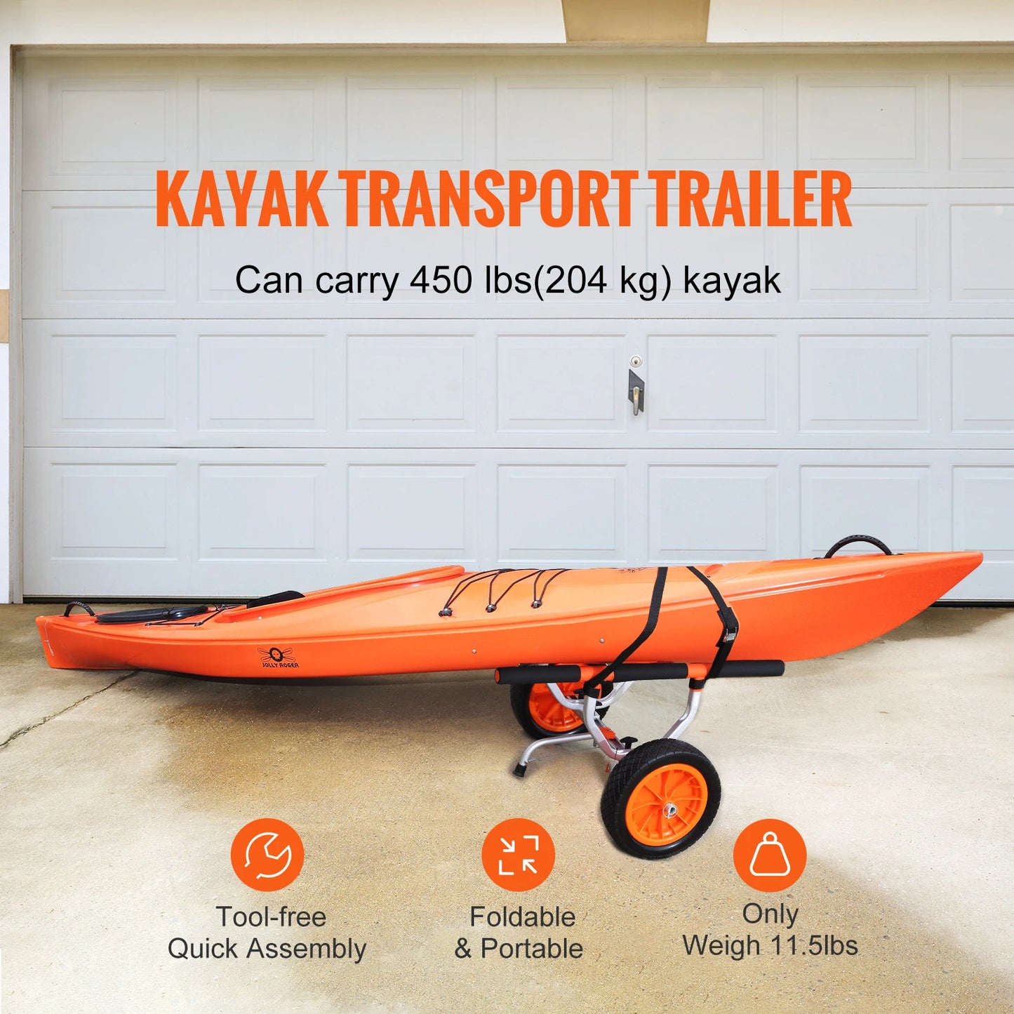 SucceBuy Kayak Cart 450lb Capacity Aluminum Trolley