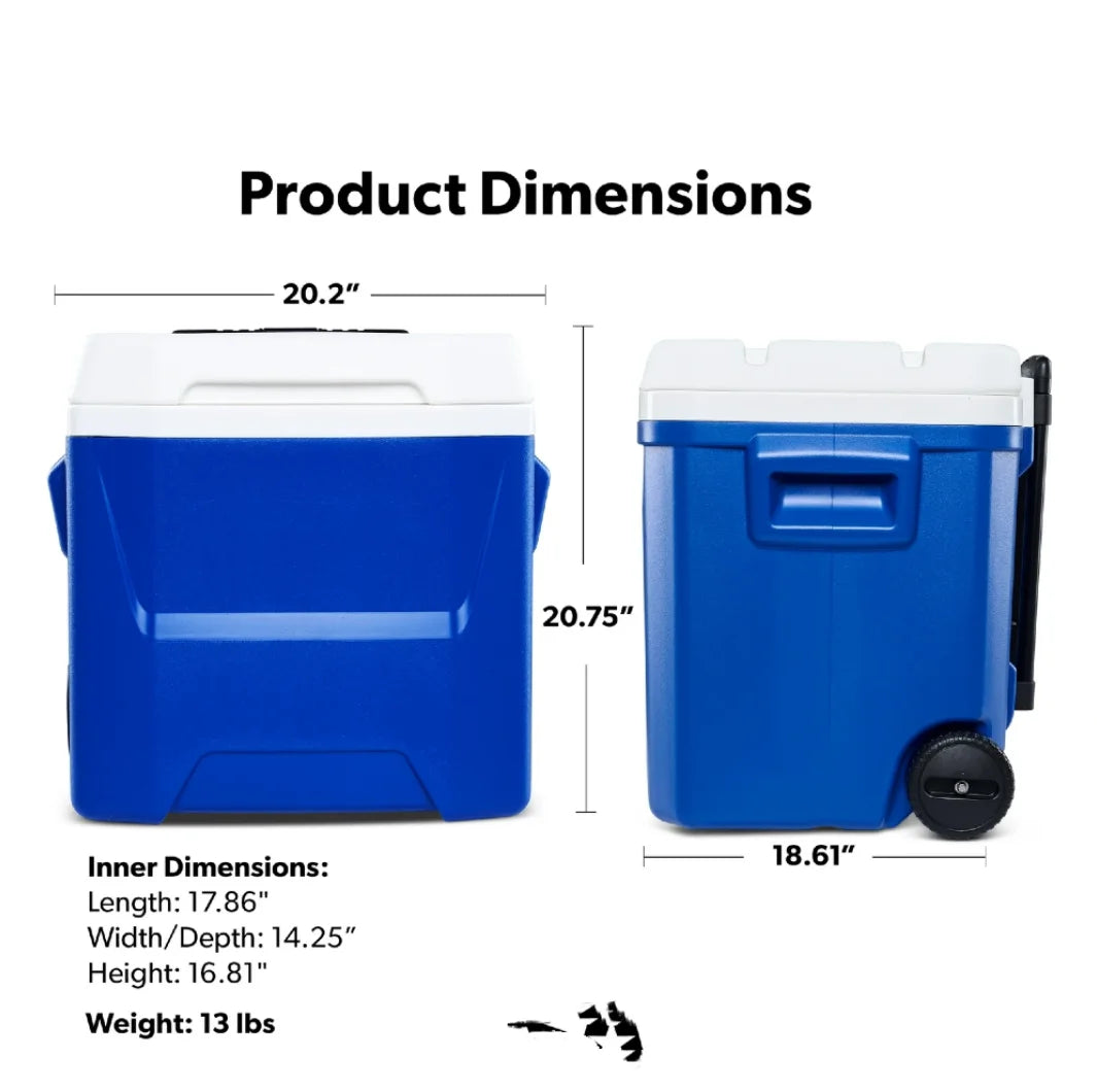 Wheeled Ice Chest Cooler With Long Lasting Ice Retention