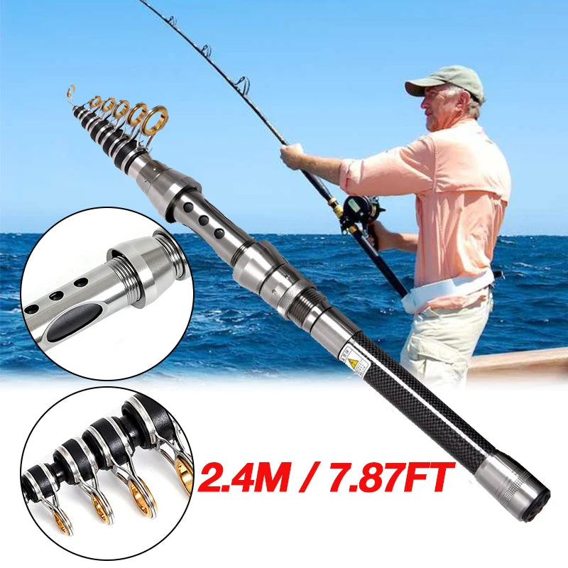 Carbon Fiber Telescopic Fishing Rod And Reel Combo