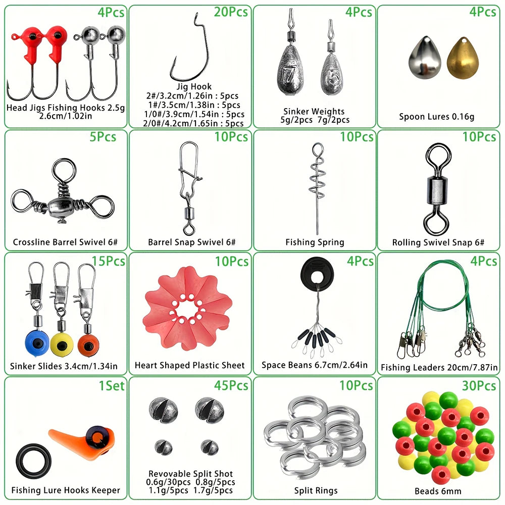 187 Piece Fishing Gear Kit With Tackle Box And Hooks