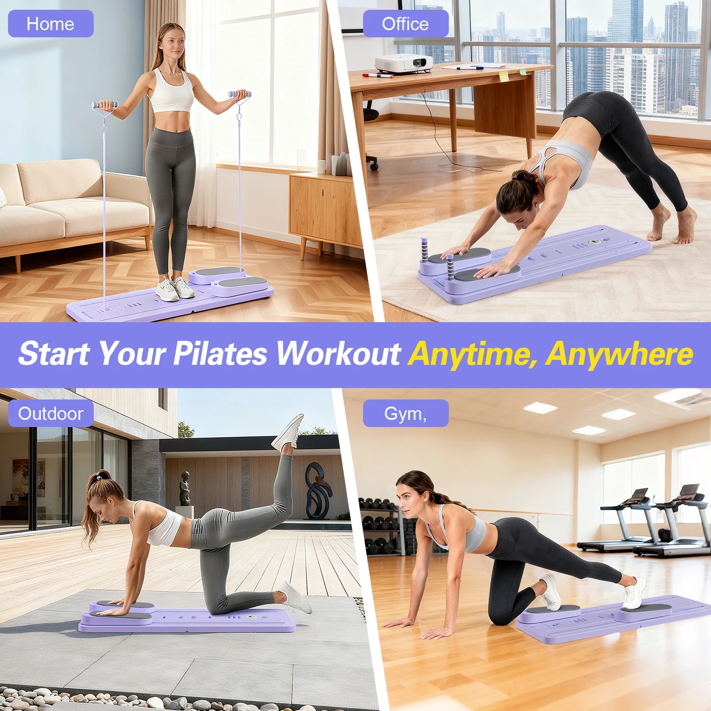 Foldable Pilates Bar Ab Board Full Body Workout Equipment