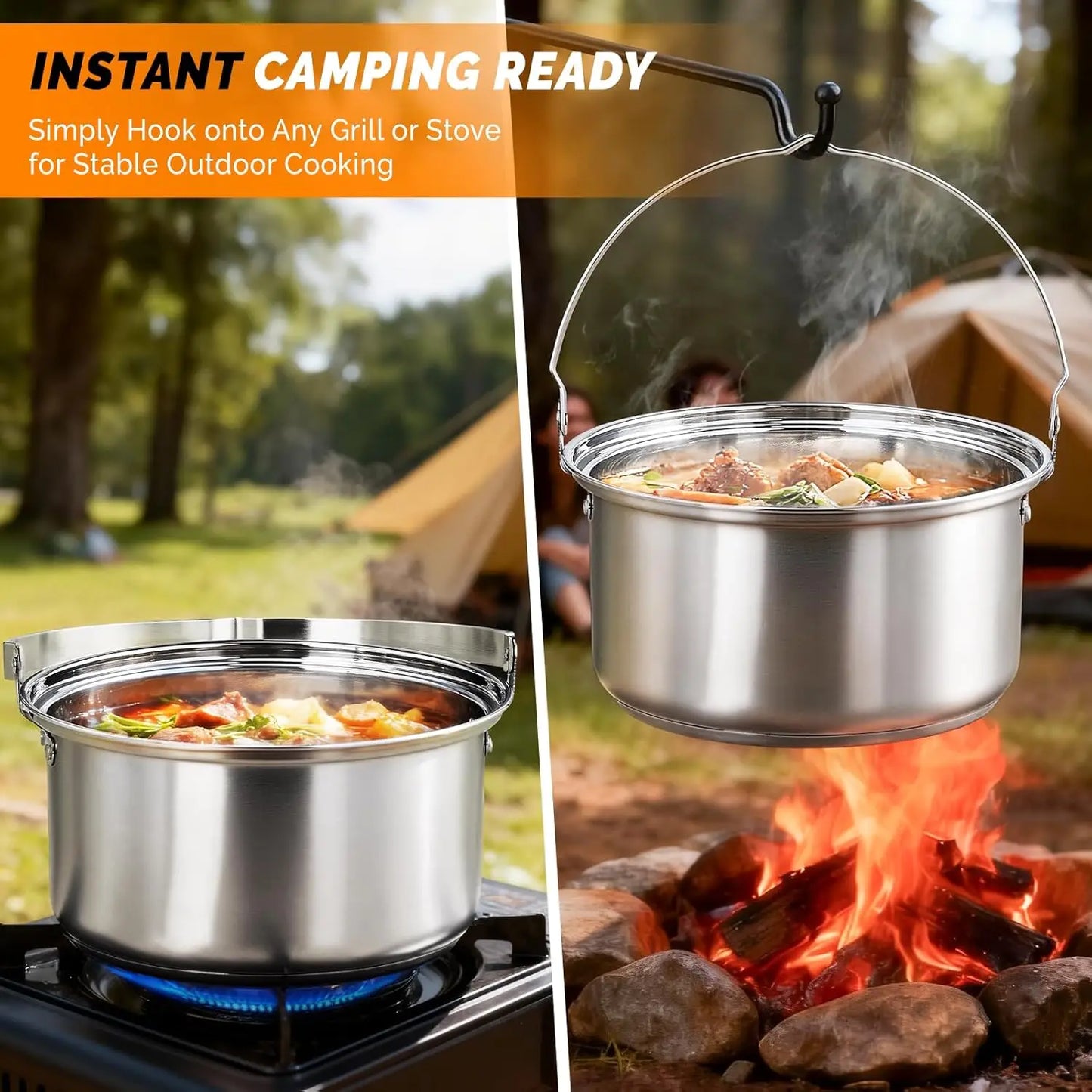 Lightweight 304 Stainless Steel Nonstick Camping Cookware Set
