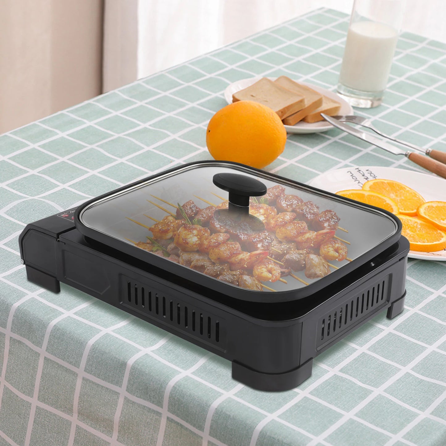 Portable Camping Butane Gas Grill Stove with Grill Pan Lid
