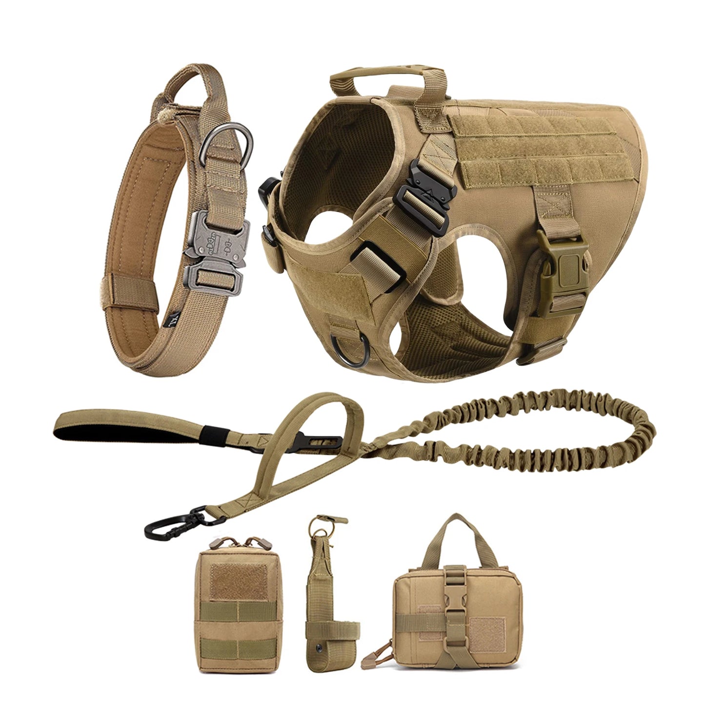 Tactical Dog Harness Vest Molle Pouches Nylon