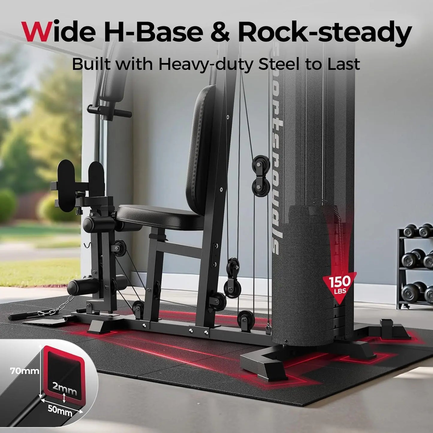 FED Fitness Home Gym System With 150 Lb Stack Pulley