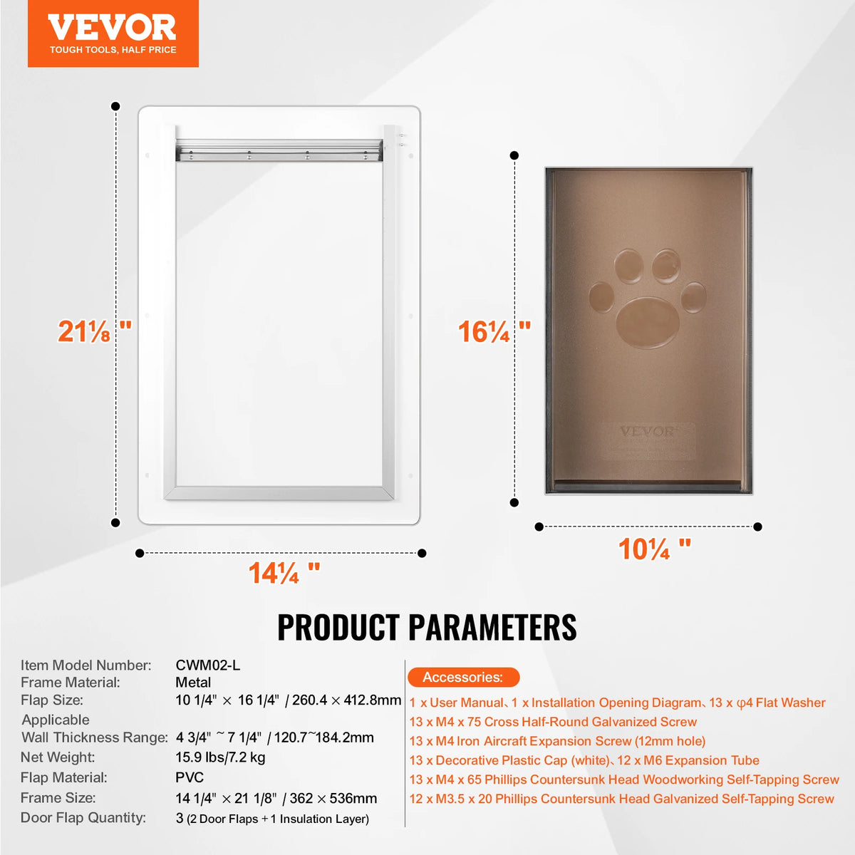 Weatherproof Metal Frame Pet Door With Lock And Three Flaps