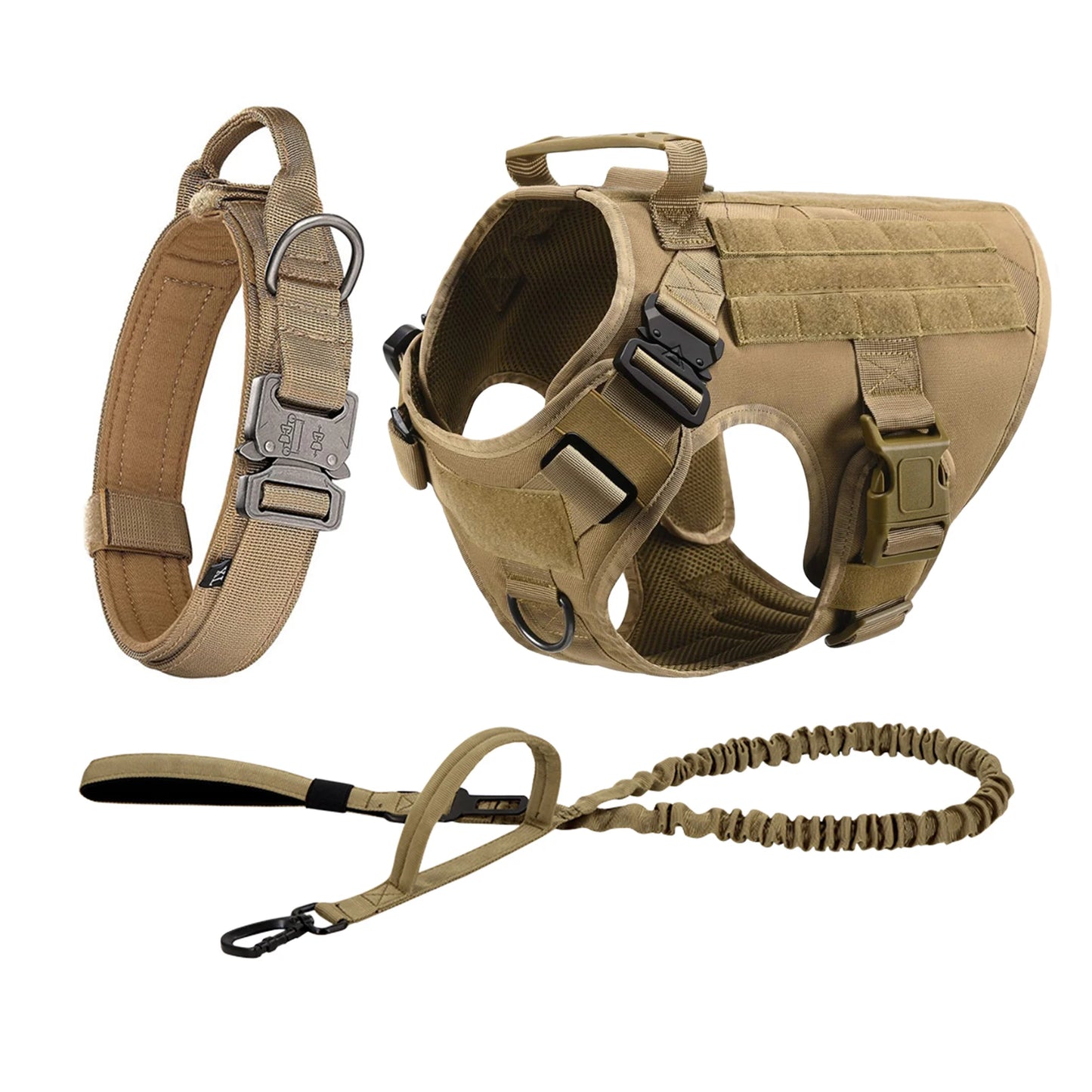 Tactical Dog Harness Vest Molle Pouches Nylon