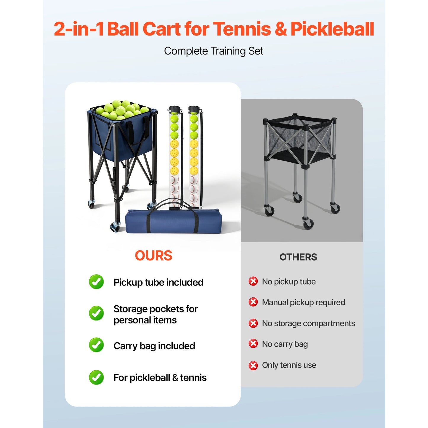 SucceBuy Foldable Tennis And Pickleball Hopper With Wheels