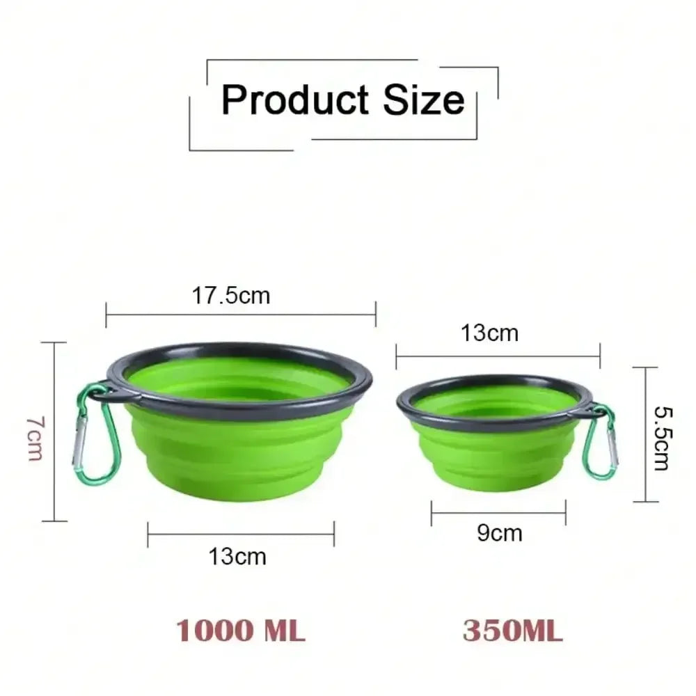 Folding Portable 2-In-1 Pet Feeder Dispenser With Carabiner