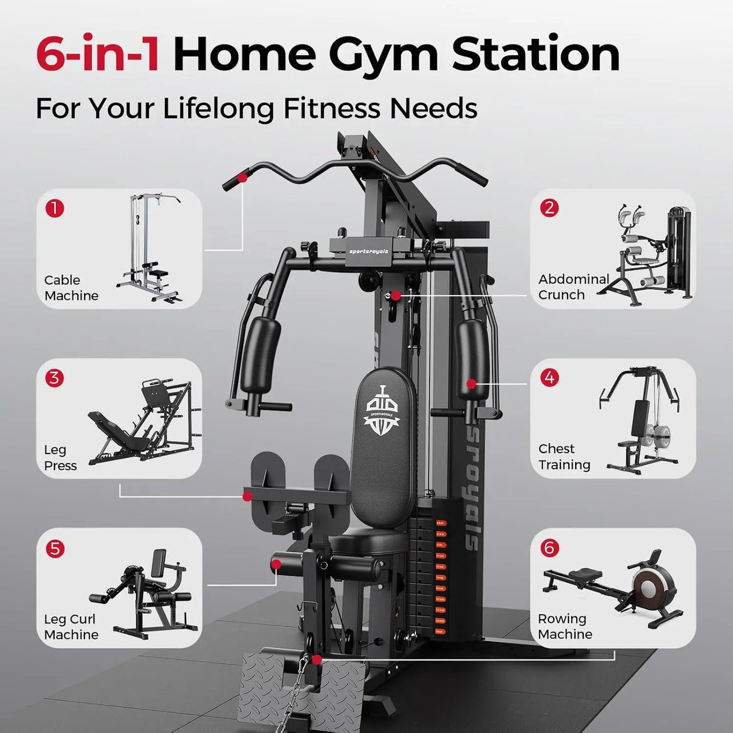 FED Fitness Home Gym System With 150 Lb Stack Pulley