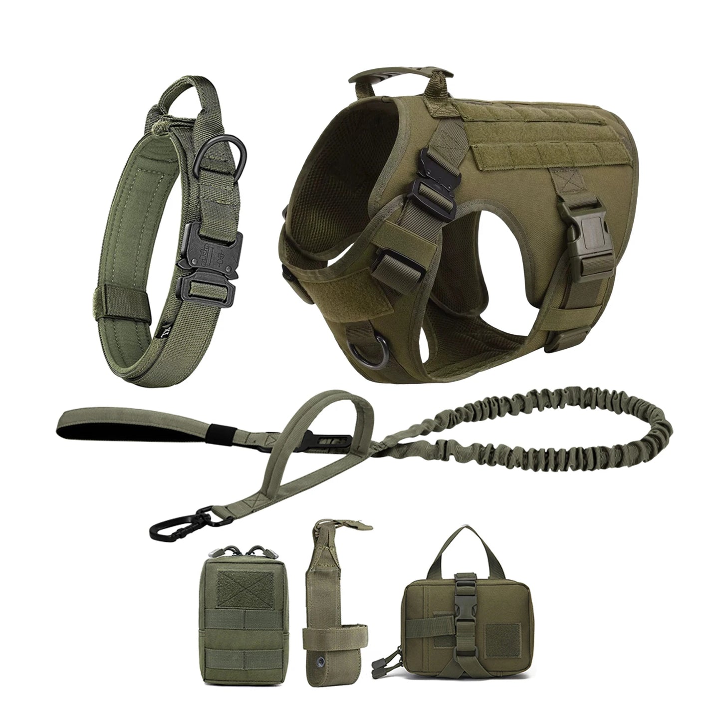 Tactical Dog Harness Vest Molle Pouches Nylon