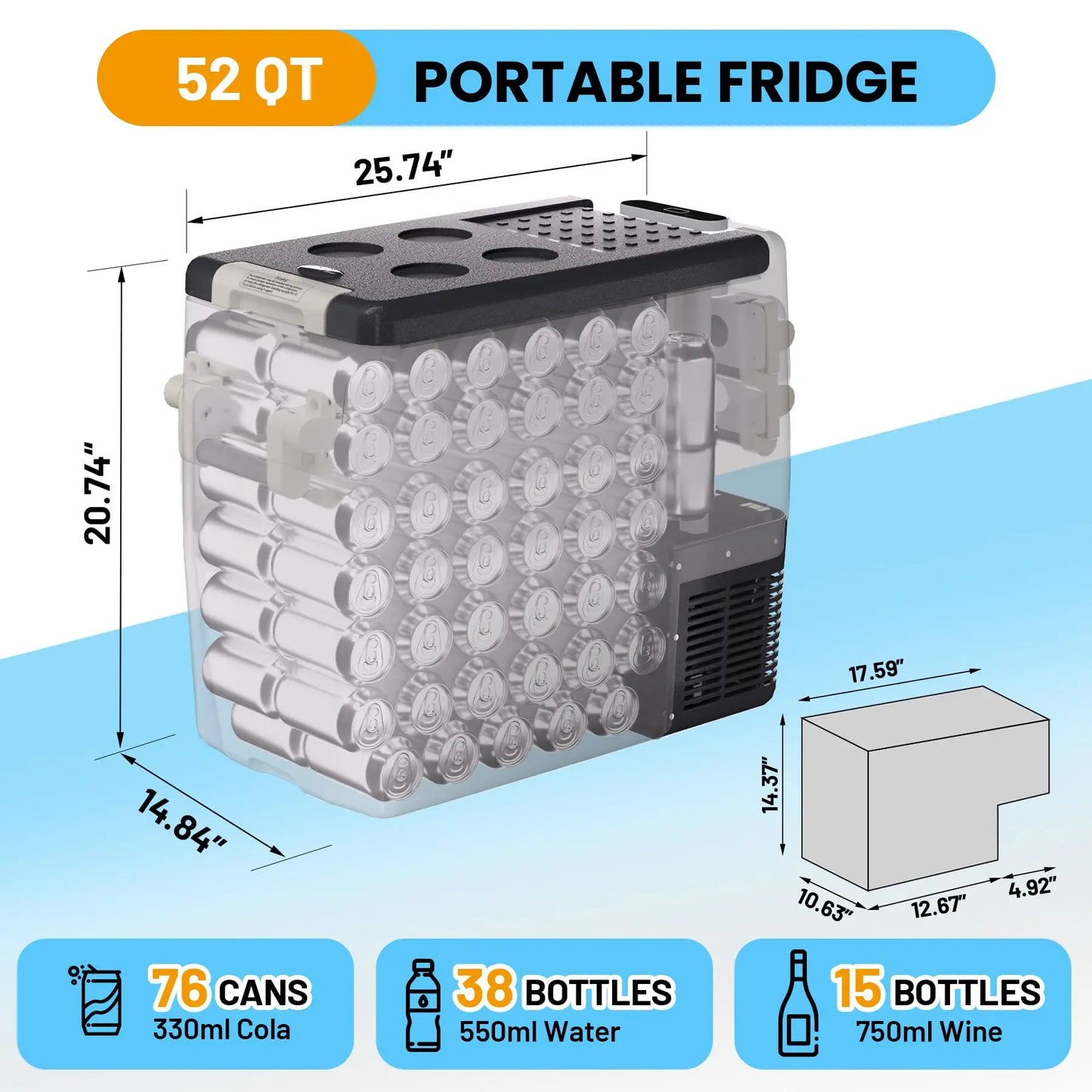 HiMISS 12V Car Refrigerator Portable Fridge Freezer for Travel