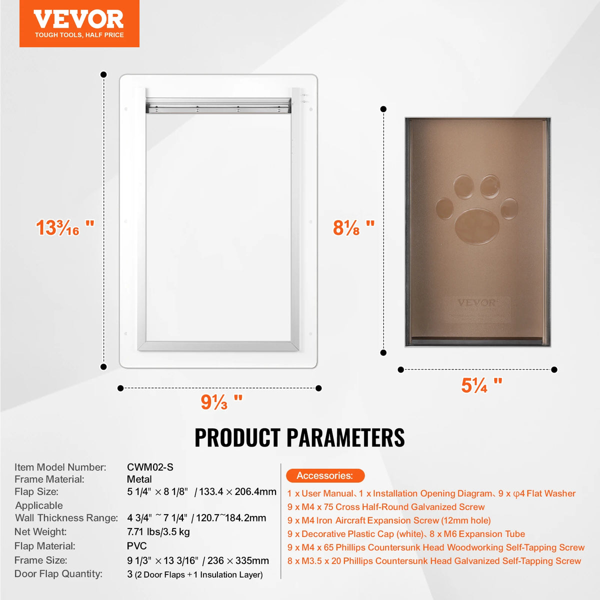 Weatherproof Metal Frame Pet Door With Lock And Three Flaps