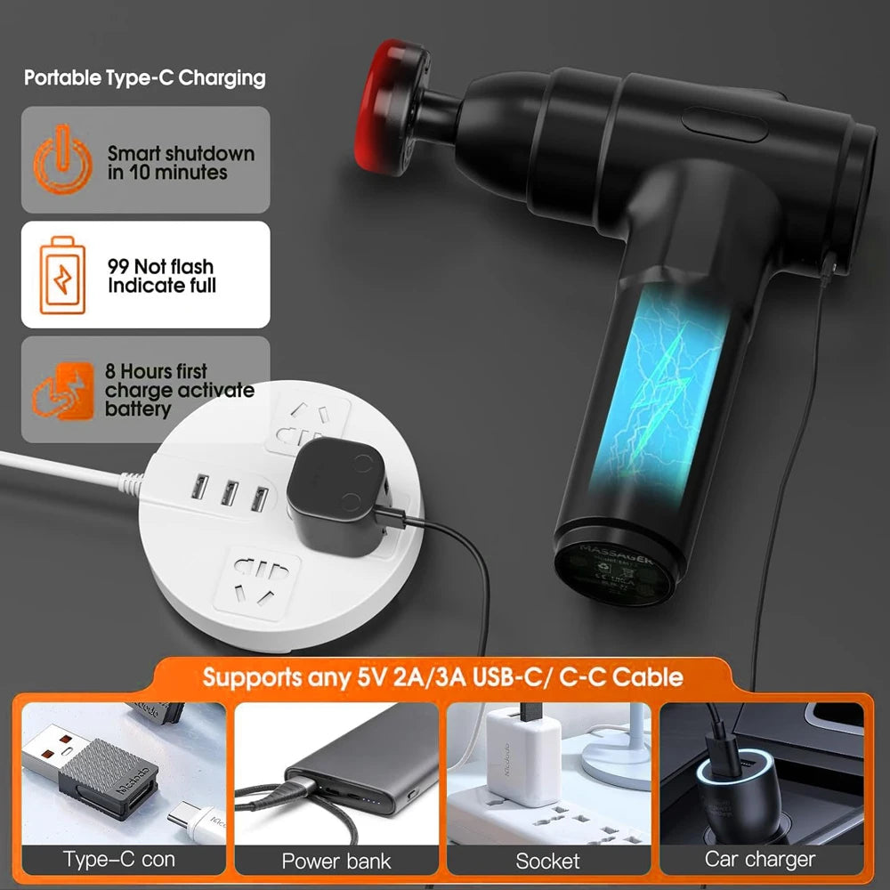Lingteng Silent Heating Deep Tissue Percussion Massage Gun