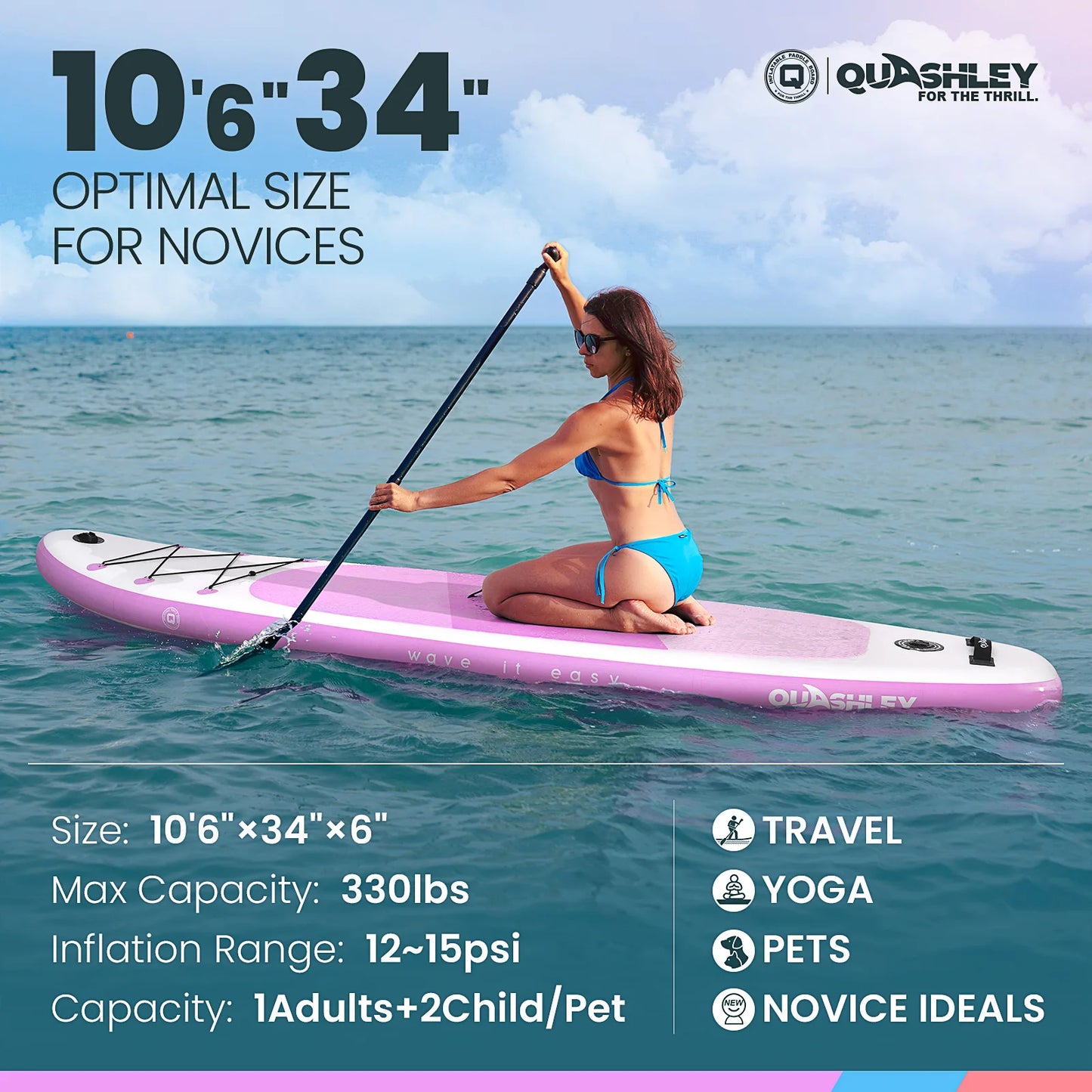 Quashley Inflatable Stand Up Paddleboard For All Skill Levels