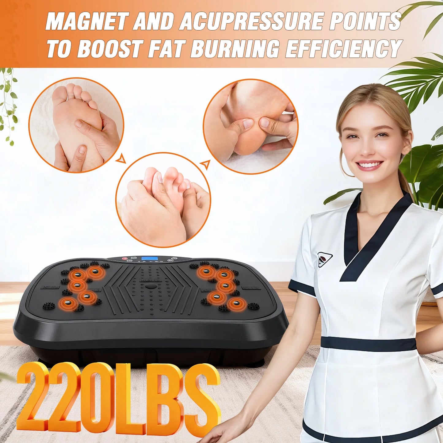Portable Vibration Plate Exercise Machine With Bluetooth Resistance Bands