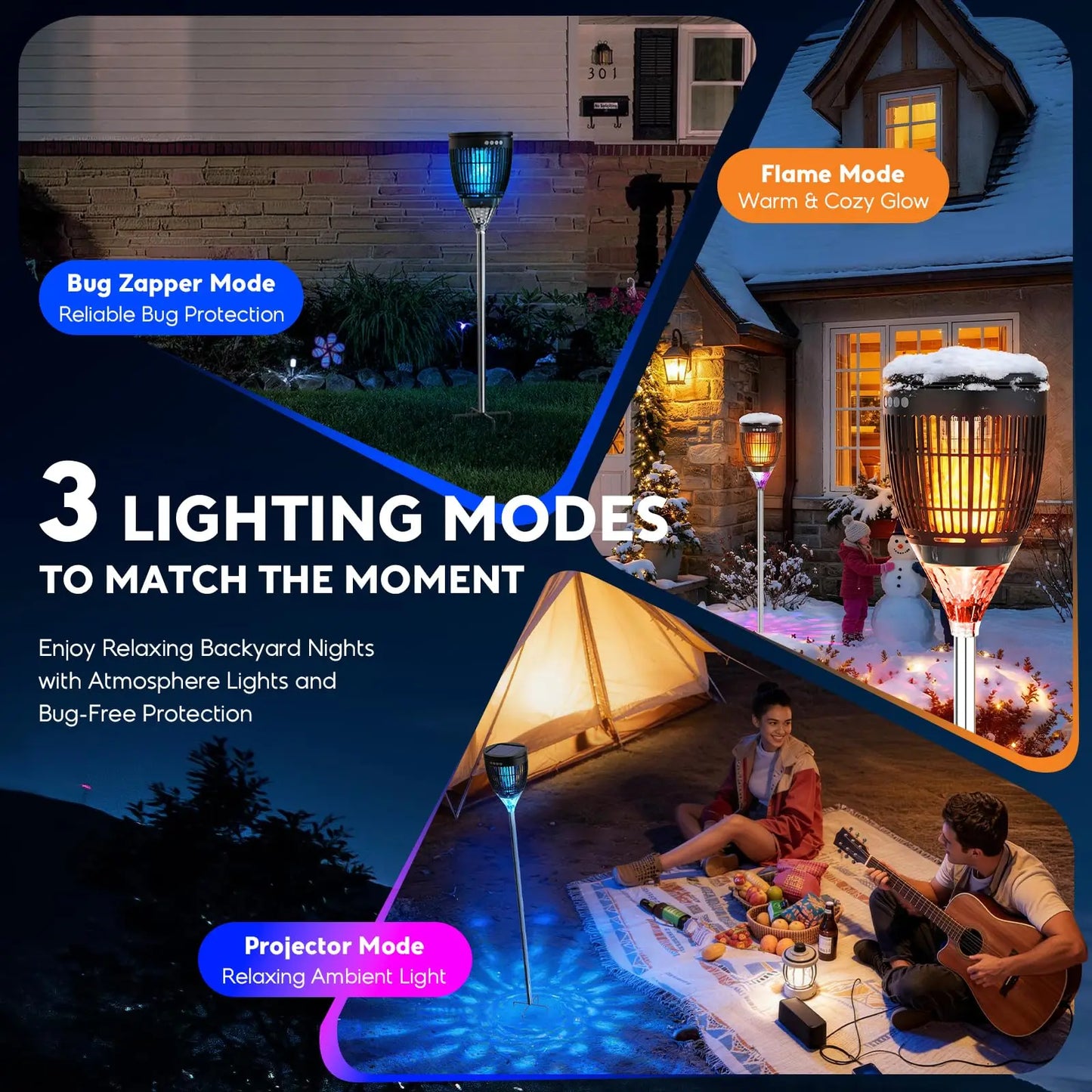 Solar Bug Zapper Outdoor 4200V 3 In 1 Mosquito Trap